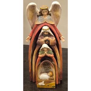 Nativity Set Nesting Angel Joseph Mary and Baby Jesus